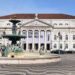 Lissabon, Portugal, Brunnen, Praça Dom Pedro IV., Rossio, Teatro